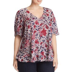 Lucky Brand Plus Size Floral Printed Ruffle Top - NWT!